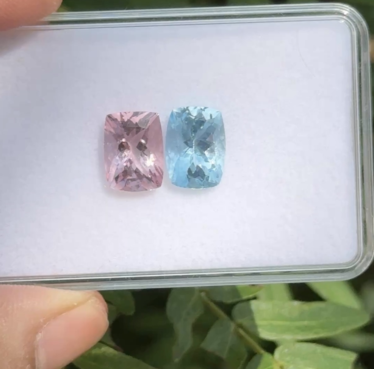 natural aquamarine & morganite pair long cushion - Image 4